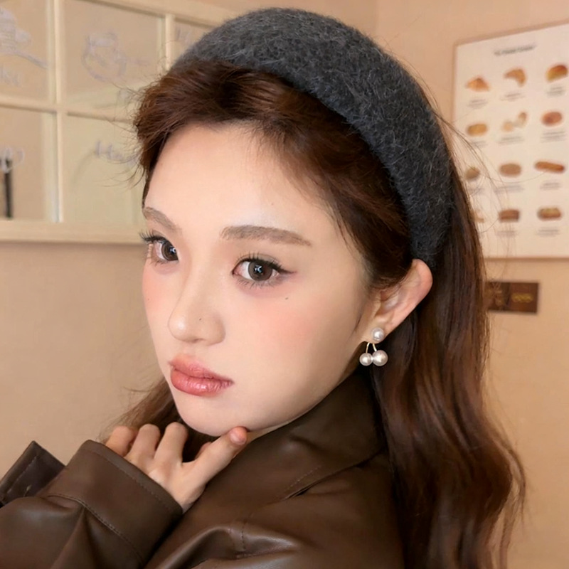 超厚实毛毡毛绒宽边高颅顶发箍女日常外戴发卡秋冬氛围感气质头箍详情9