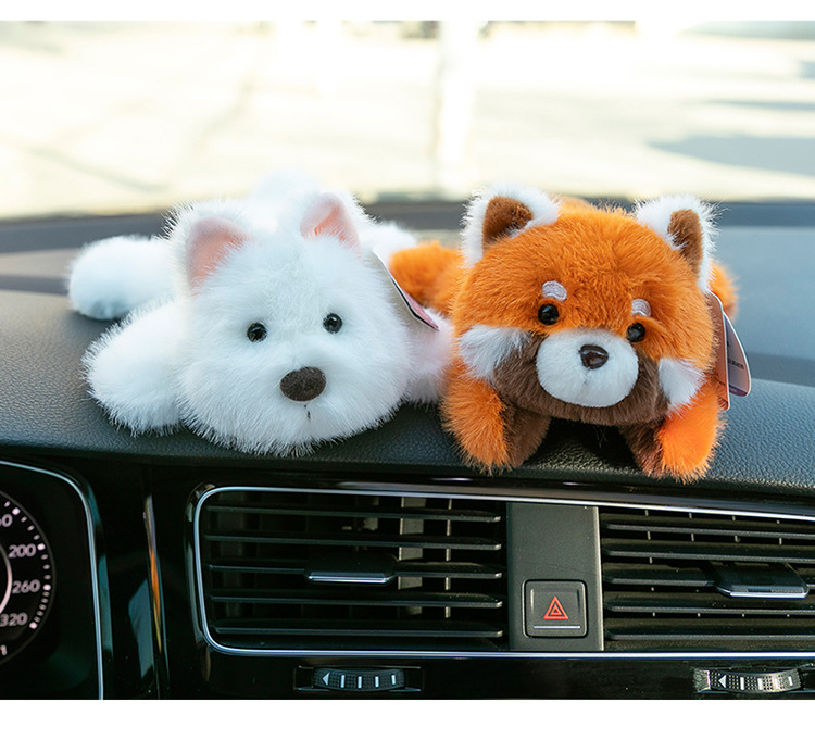 Cartoon capybara plush toy, West Highland dog, home panda figurine, car fox decoration, office sloth pic 12