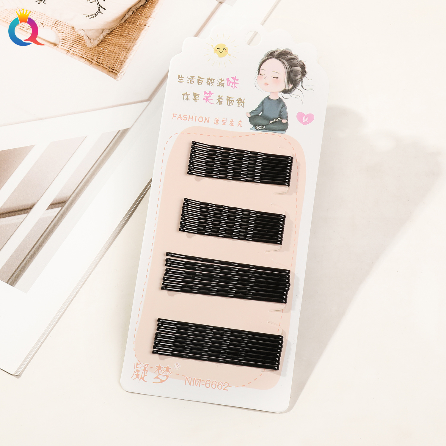 Wholesale of Qiyue Classic black straight clips, durable lacquered hair clips, braided hair clips, broken hair bangs clips and side clips pic 92