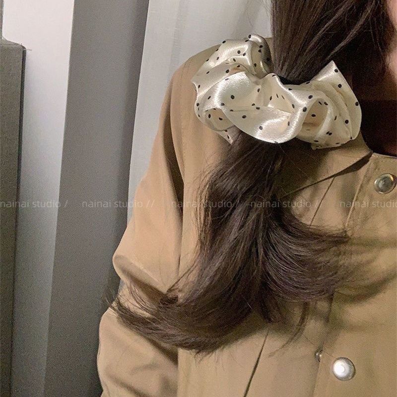 网纱波点发绳扎马尾皮套女头绳超仙高级感简约气质丸子头大肠发圈详情8