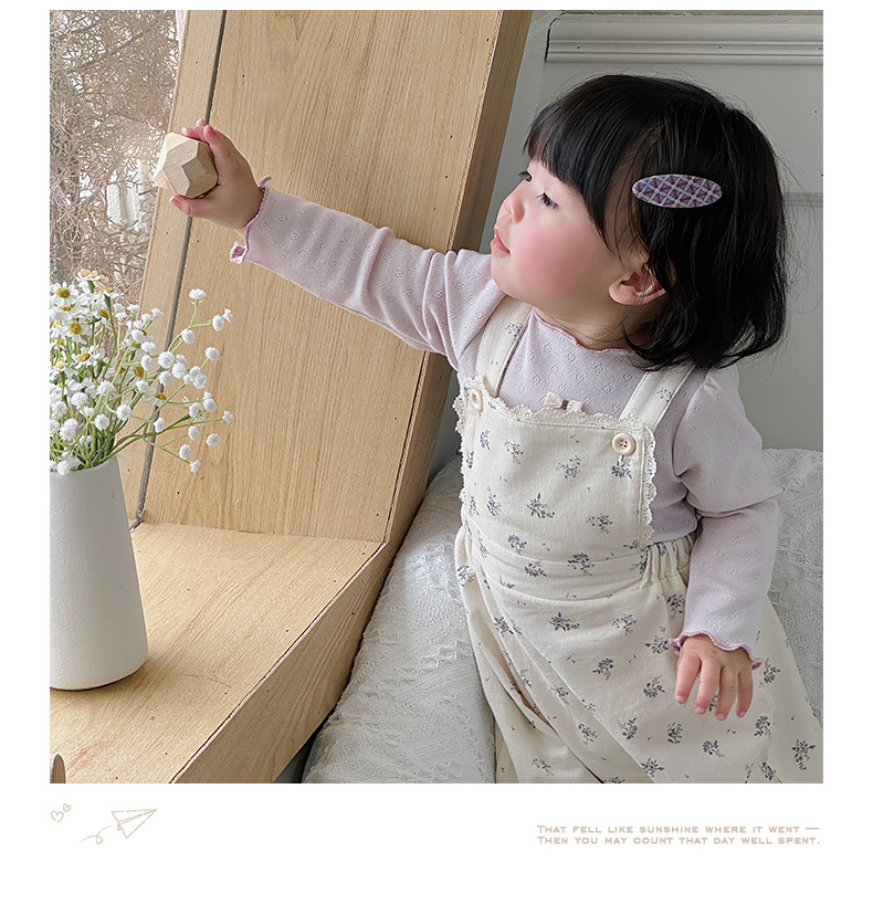 婴儿连体衣套装北欧碎花外出服女宝宝打底衫背带裤幼童两件套清新详情8