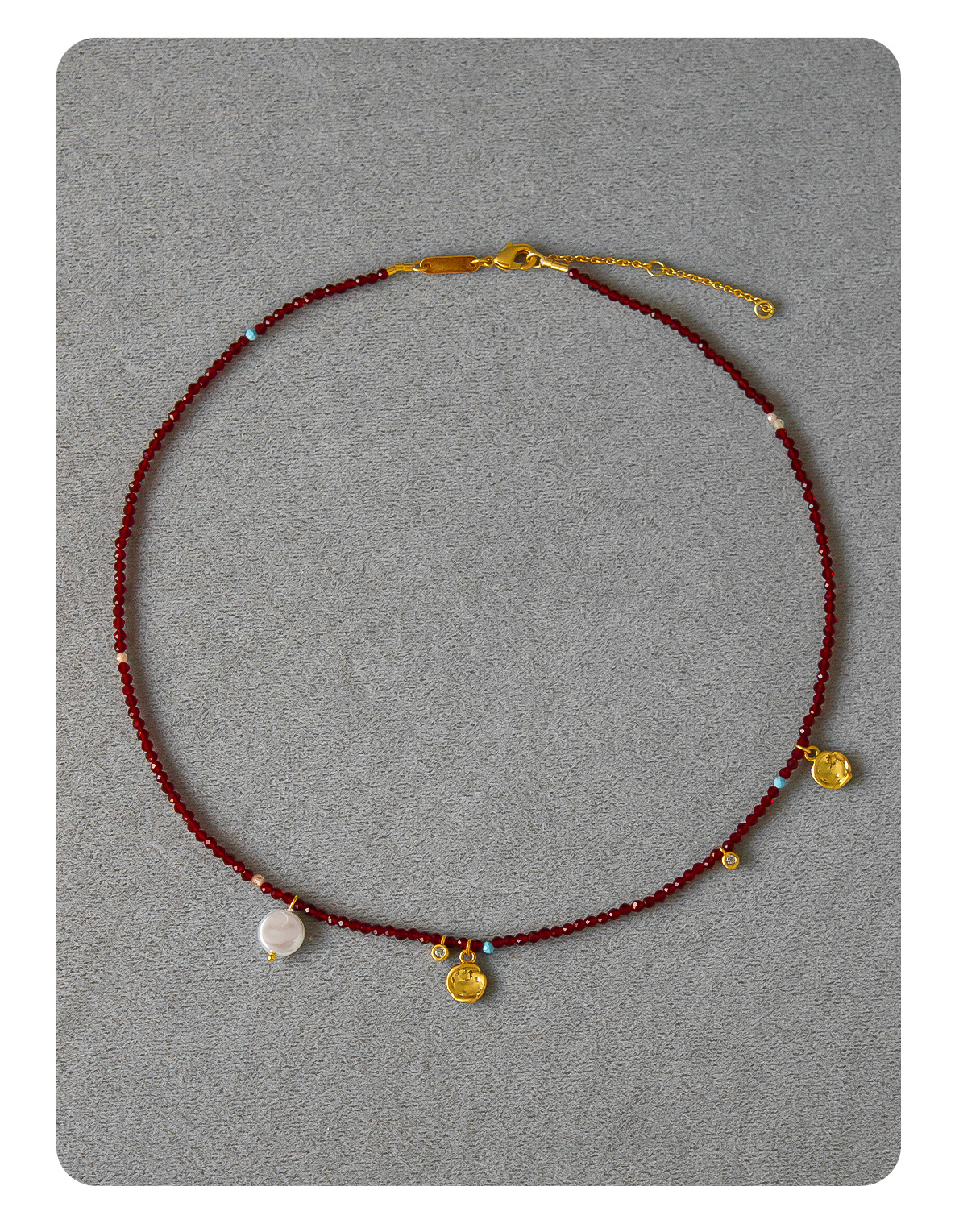 韩系小众酒红色串珠项链新中式跨年款小巧精致冬季极细串珠锁骨链详情6