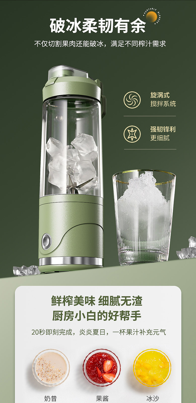 New cross-border juicer, portable fully automatic charging wireless juicer, small household ice crusher, juicer pic 5