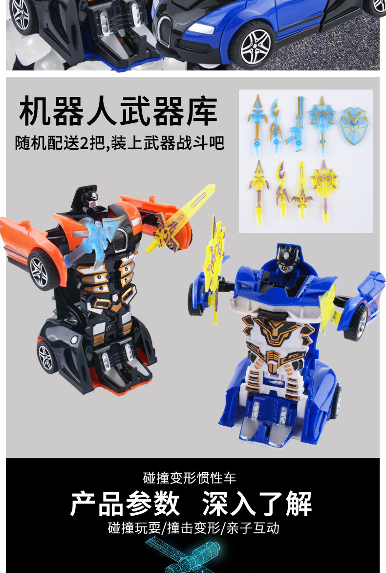 地摊批发儿童变形玩具车惯性撞击一键变形男孩益智碰撞变形汽车人详情5