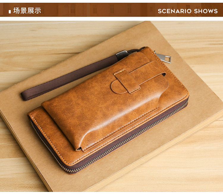 新款韩版男士商务拉链包手机包长款钱包多卡位钱夹男士时尚手拿包详情10