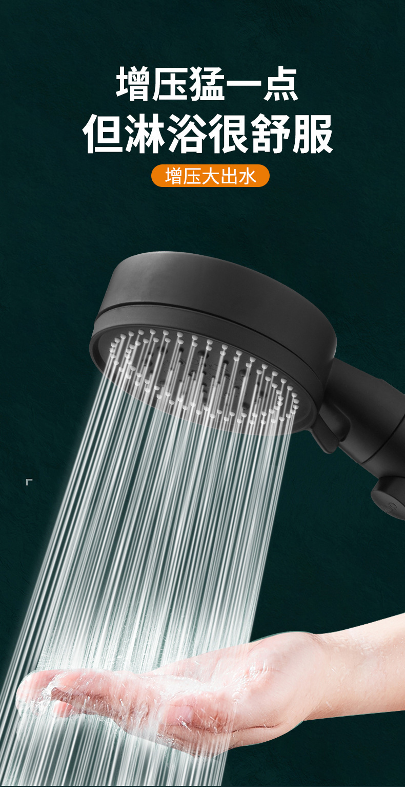 Five-speed booster powerful showerhead, ABS bathroom showerhead, silicone self-cleaning showerhead set, gun gray showerhead pic 3