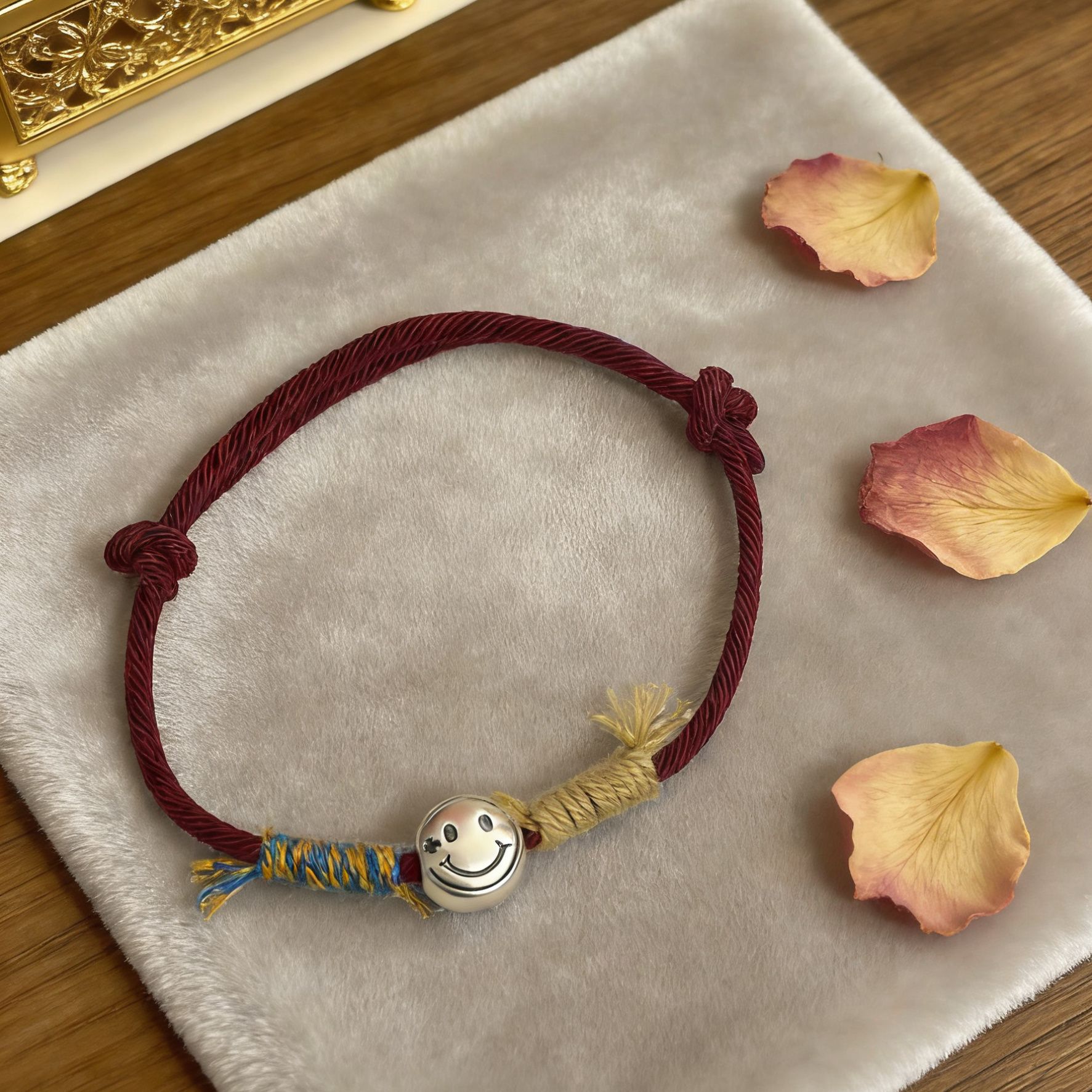 December 30th of the zodiac year, the Year of the Horse, 999 pure silver Good luck smiling face couple hand-woven red rope bracelet design gift pic 1