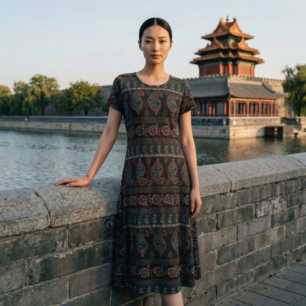 26新款女长裙连衣裙修身长裙奥代棉印花裙淑女裙民族风印花裙爆款详情1