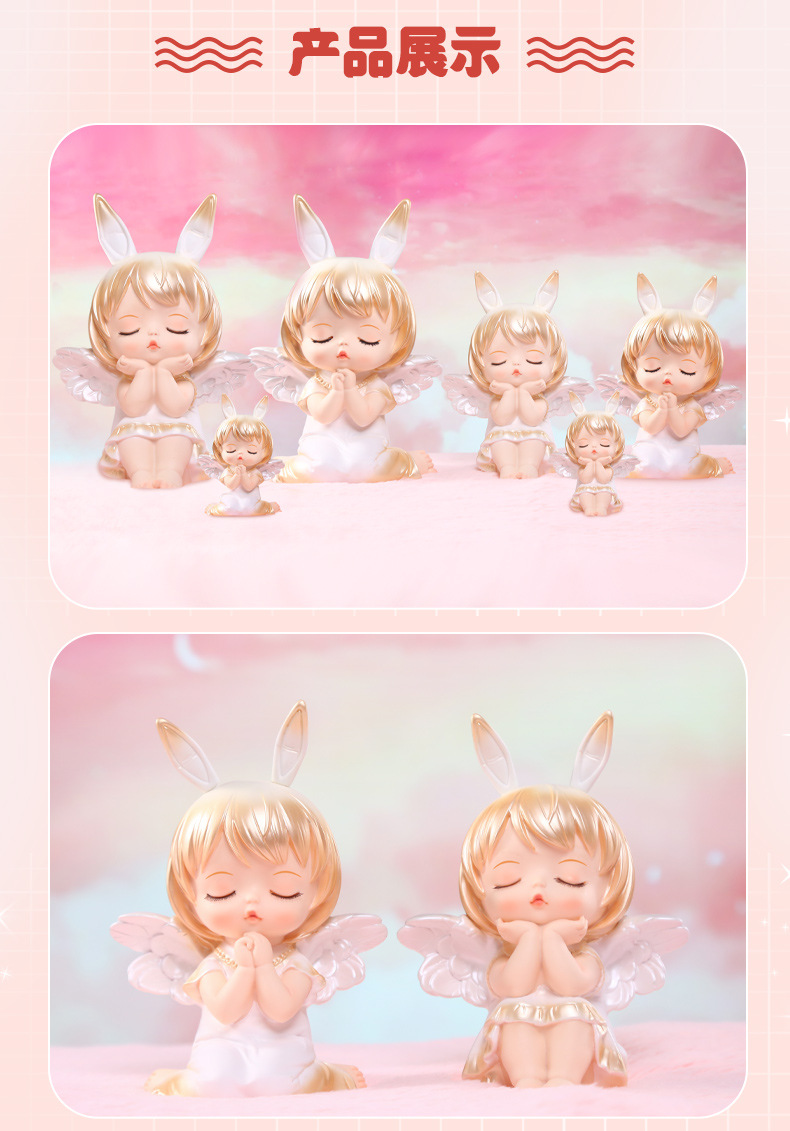 Annie Baby Gilded Vinyl Piggy Bank desktop, Large home entrance decoration, cute Angel Resin handicraft pic 8