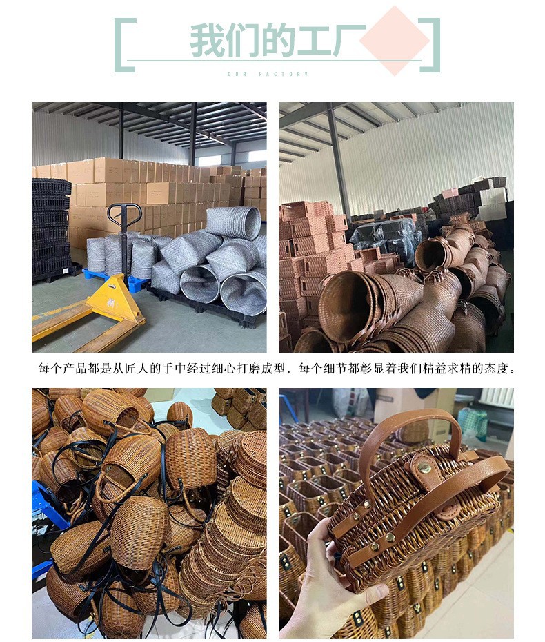 大容量腊肠狗手工编织包菜篮子藤编手提包上班杂物小拎包野餐女包详情13