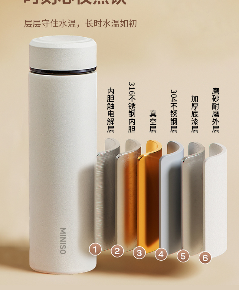 名创优品保温水杯女生简约便携泡茶杯不锈钢学生杯子详情9