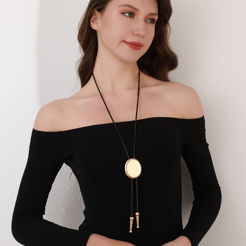 跨境新款亚马逊复古长款毛衣链几何吊坠金属项链高级简约欧美批发详情6