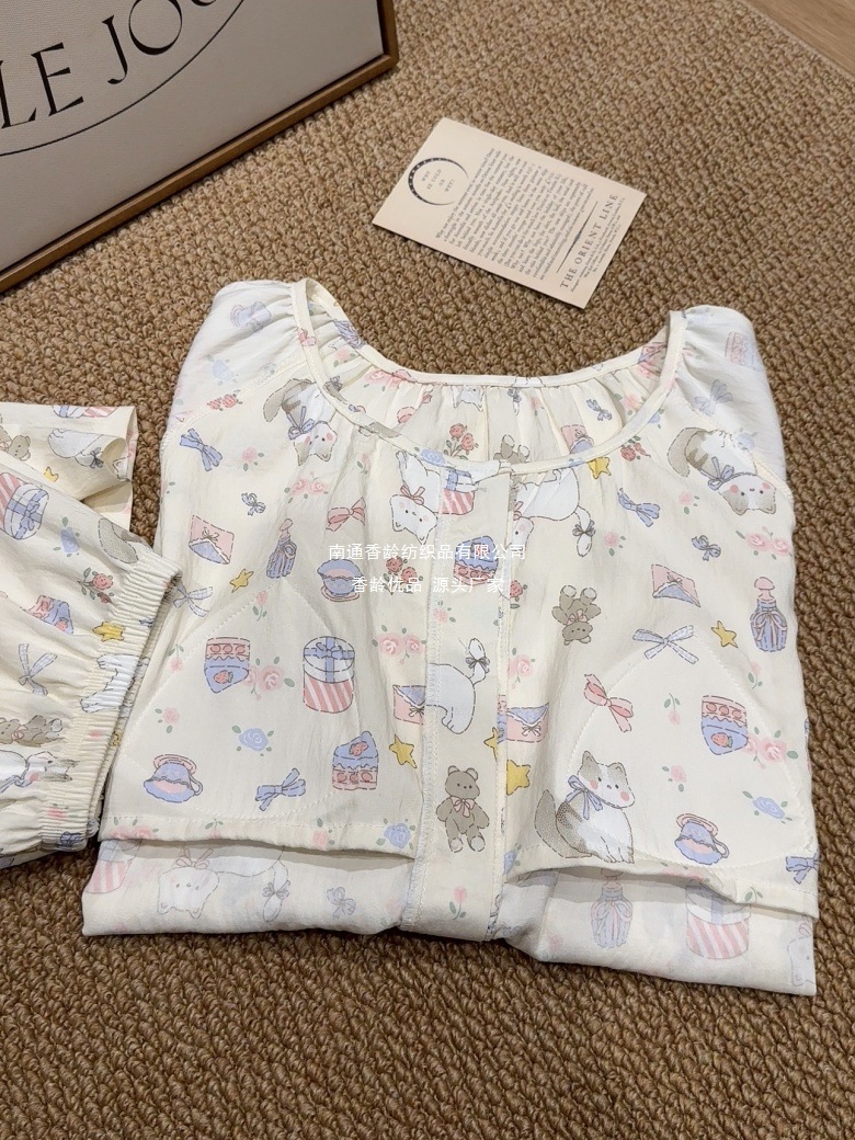 香龄家纺 带胸垫云朵棉短袖短裤睡衣女套装加大码220斤家居服详情10