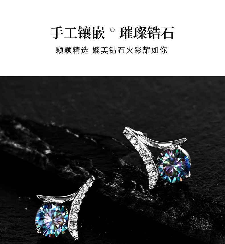 Zhuoheng Select s925 Pure Silver Moissanite Earrings for Women with a high-end feel, new style ear studs, a bestseller in 2026, featuring a light luxury and high-end feel pic 4