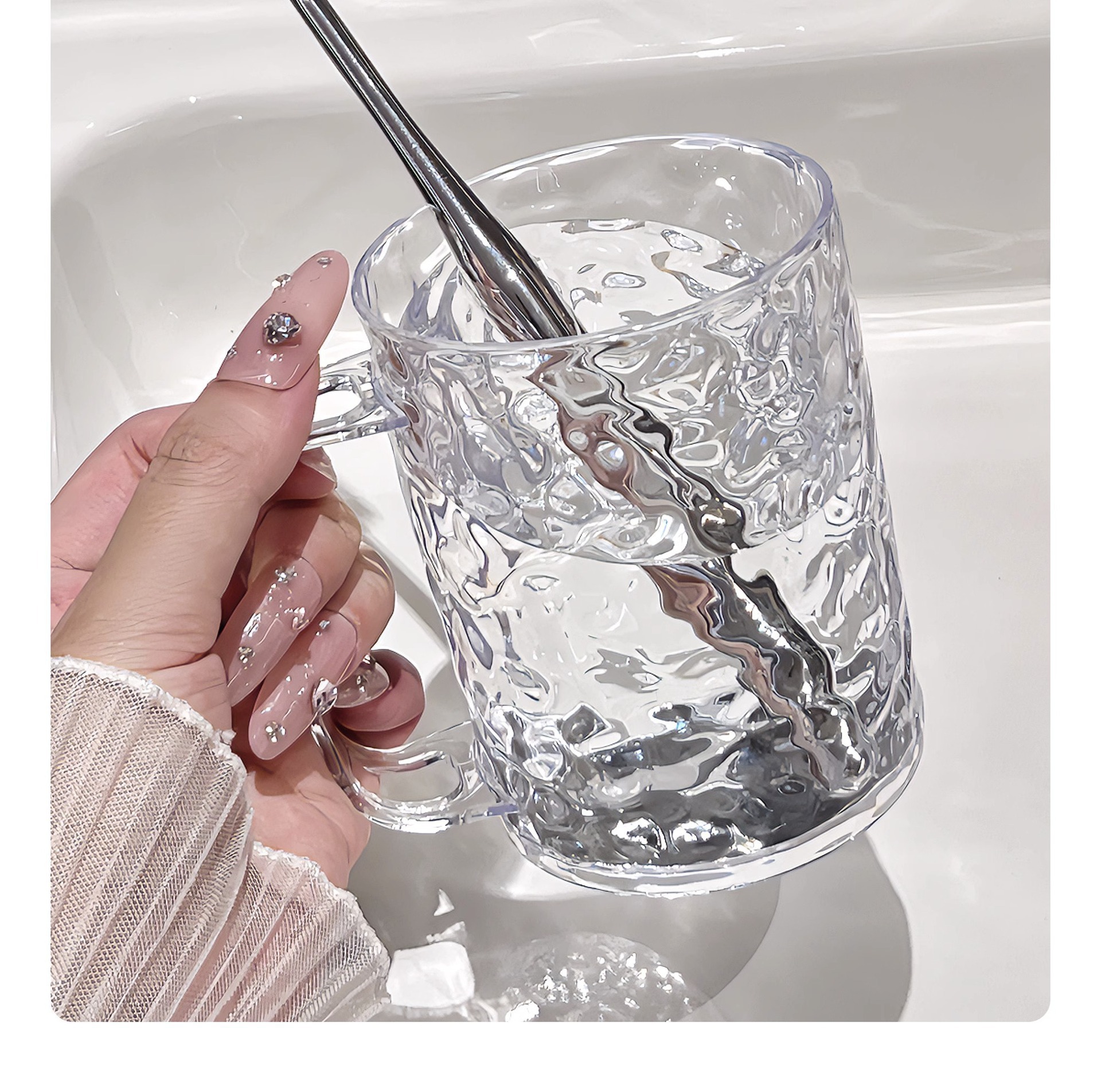 牙刷杯冰川纹轻奢洗手间洗漱杯 家用简约便携高颜值刷牙杯 漱口杯详情7