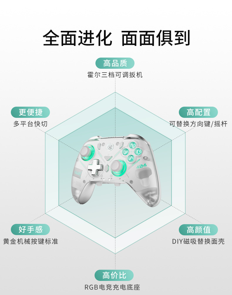 澳加狮K20游戏手柄Switch2双霍尔磁吸面壳pc游戏手柄三挡线性扳机详情3