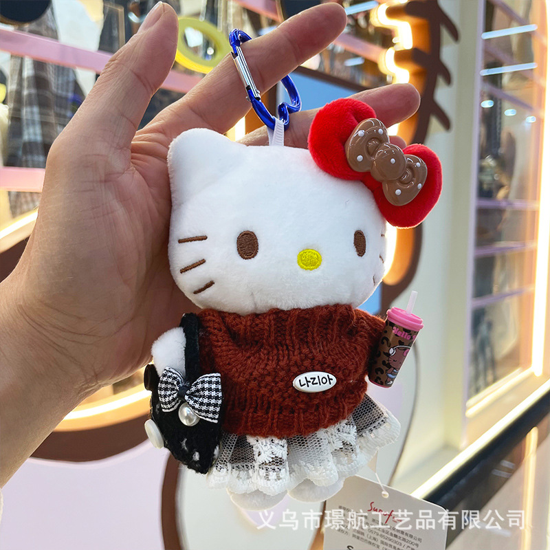【 Genuine 】 hellokitty small pendant, cute plush doll kt doll dress, doll bag pendant pic 6