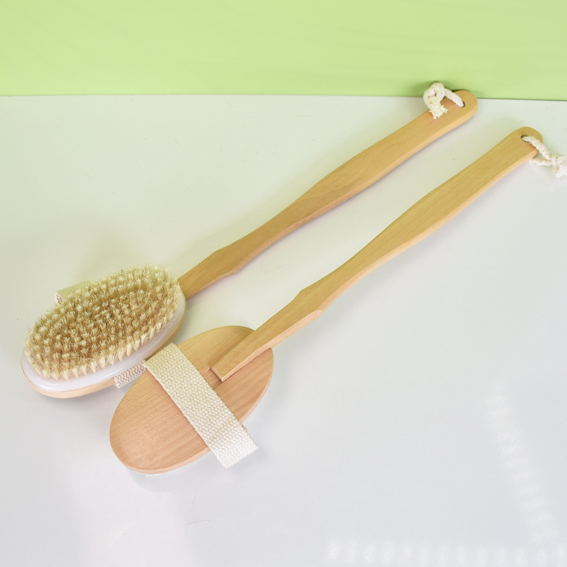 猪鬃毛洗澡刷长柄木制浴刷去角质身体干刷子猪鬃毛刷后背搓澡刷子详情13