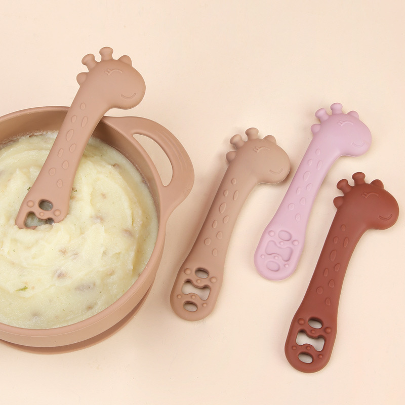 儿童勺子宝宝果泥米糊喂养勺子硅胶训练勺喂养餐具baby婴儿辅食勺详情27