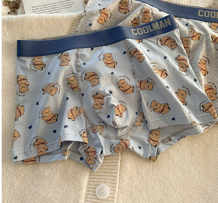 熊熊男友可爱卡通男士内裤无痕棉柔高弹舒适透气中腰平角四角裤详情19