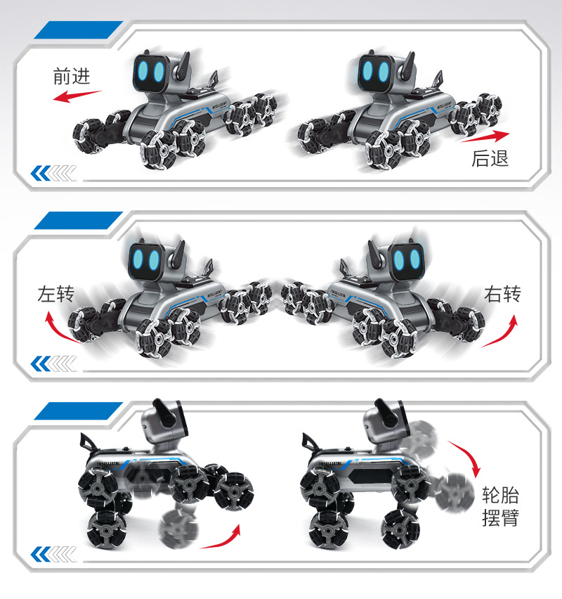 跨境爆款S80方脸机械狗电动遥控玩具手势感应八轮特技机器狗厂家详情10