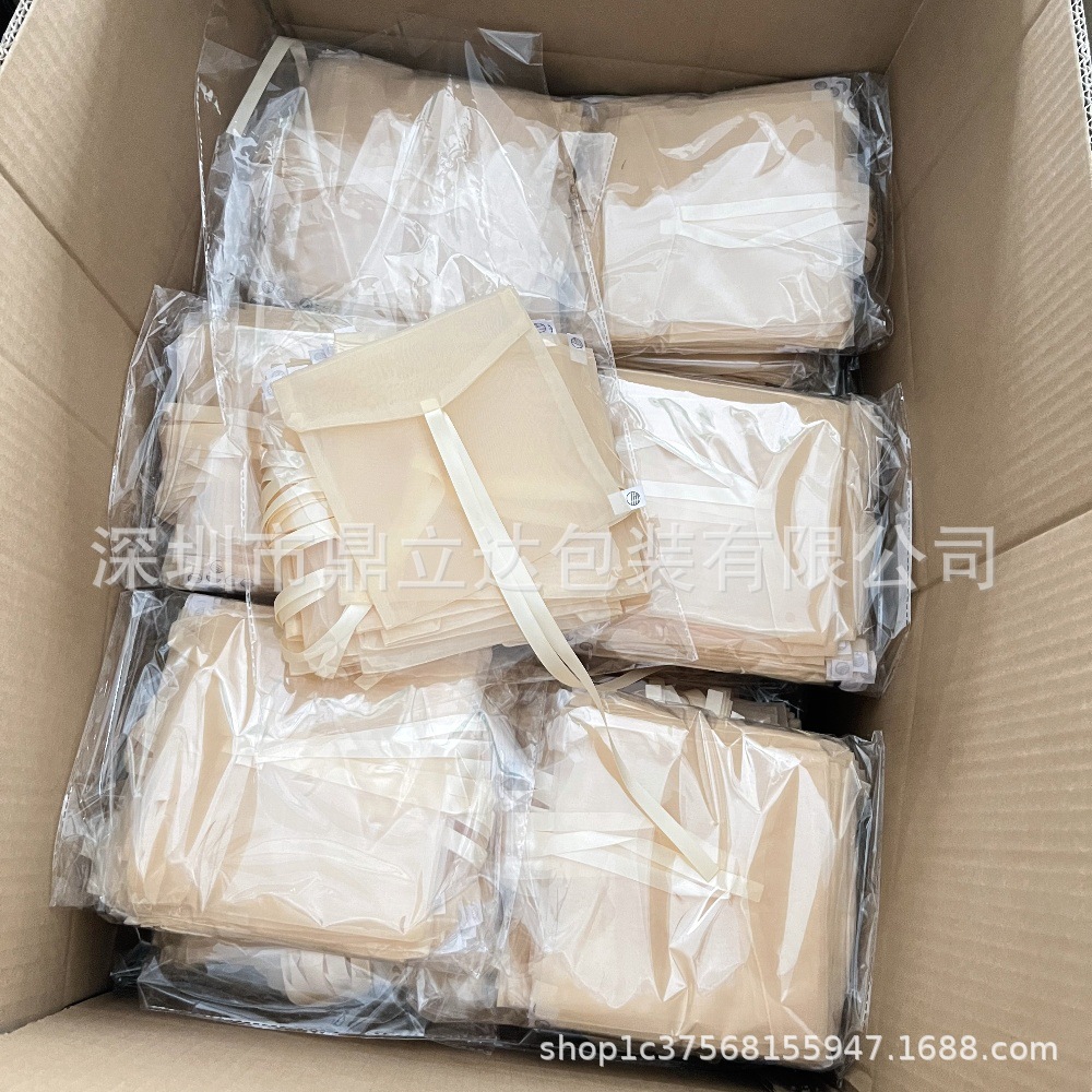 现货白色加密欧根纱束口袋10*13CM干花谷子种子收纳包装袋纱袋子详情4