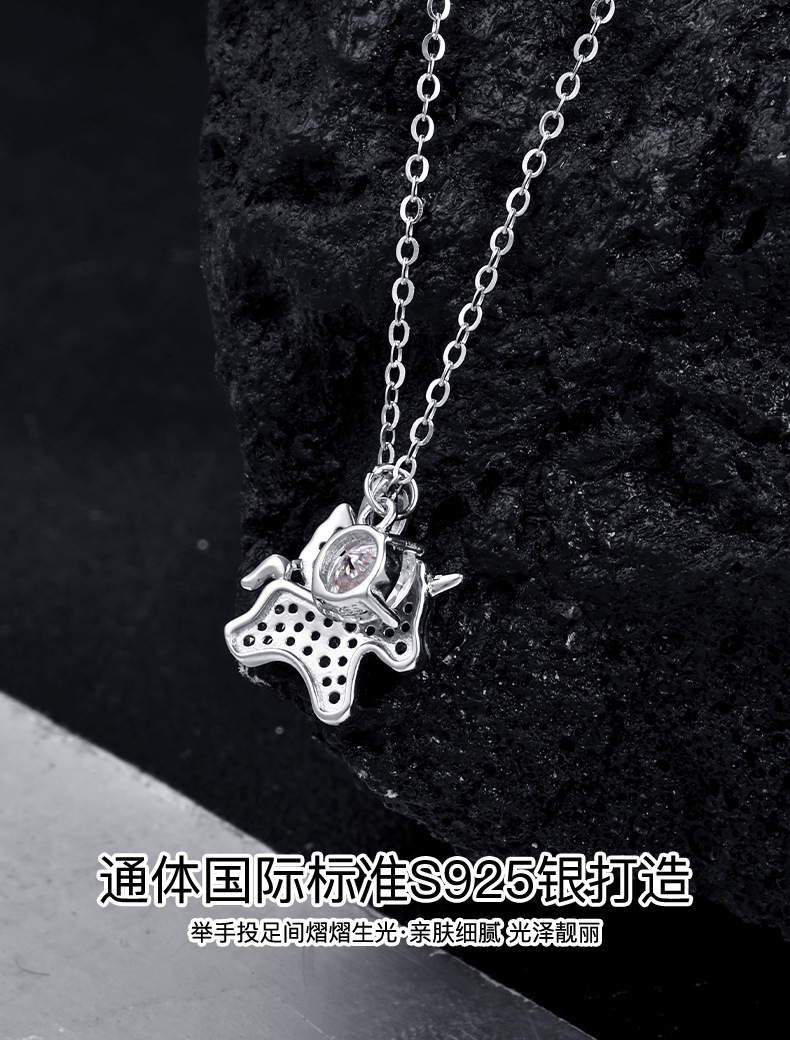 New Mosan Unicorn Necklace for women, Korean version, simple, individual and fashionable, ins influencer wholesale S925 sterling silver collarbone chain pic 8