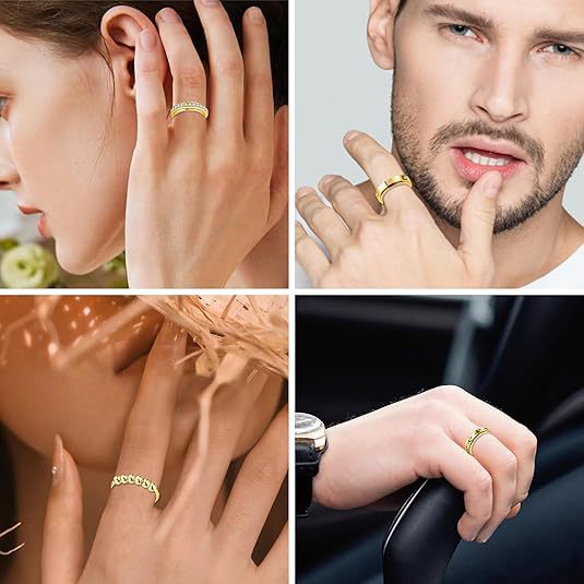 Cross-border best-selling titanium steel frosted rings, rotatable anti-anxiety and stress-relieving rings, couple rings and accessories wholesale pic 5