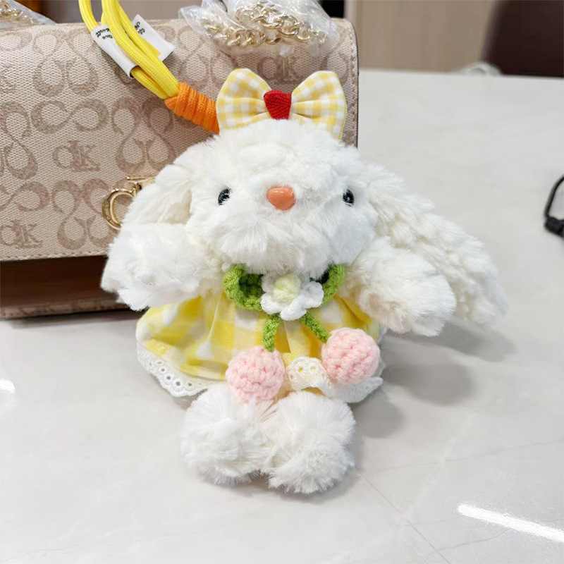 多巴胺格子长耳兔包包挂件小饰品可爱钥匙扣公仔玩偶兔子毛绒玩具详情39
