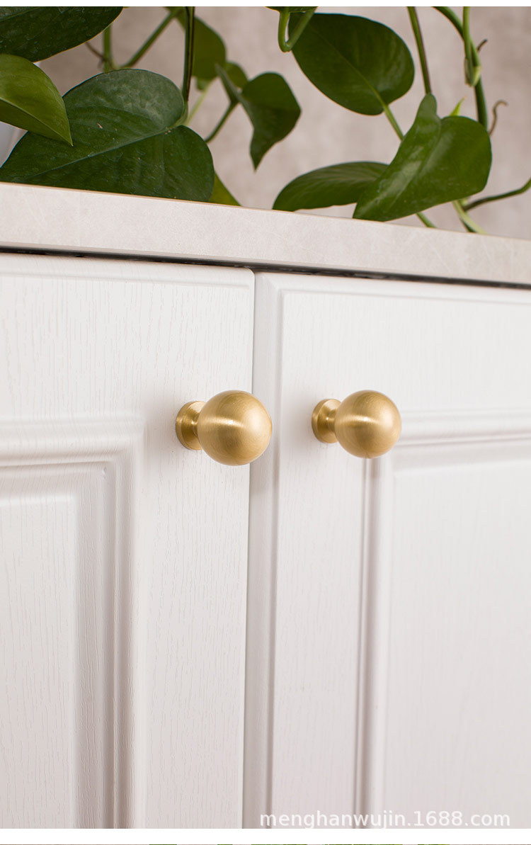 2022新款厂家直供现代简约黄铜门把手橱柜鞋柜衣柜柜门金色铜拉手详情28