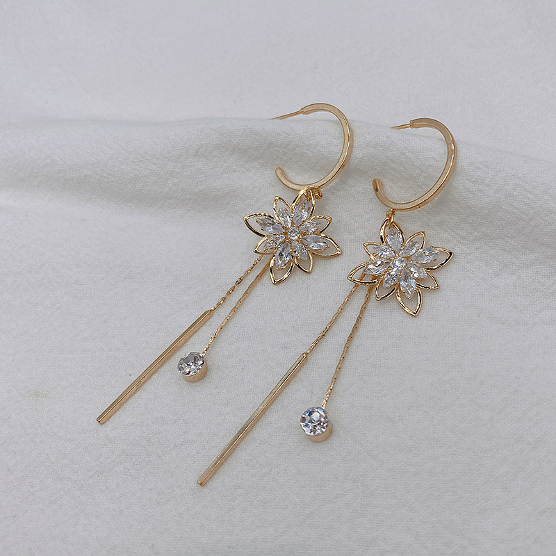 水晶花朵流苏耳环女纯银小众设计感高级冷性风2023新款爆款耳饰品详情7