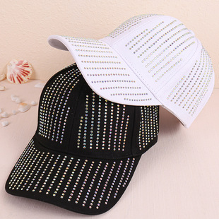 个性潮流牛仔破洞棒球帽时尚水钻菱格鸭舌帽街头潮人遮阳防晒帽子详情10