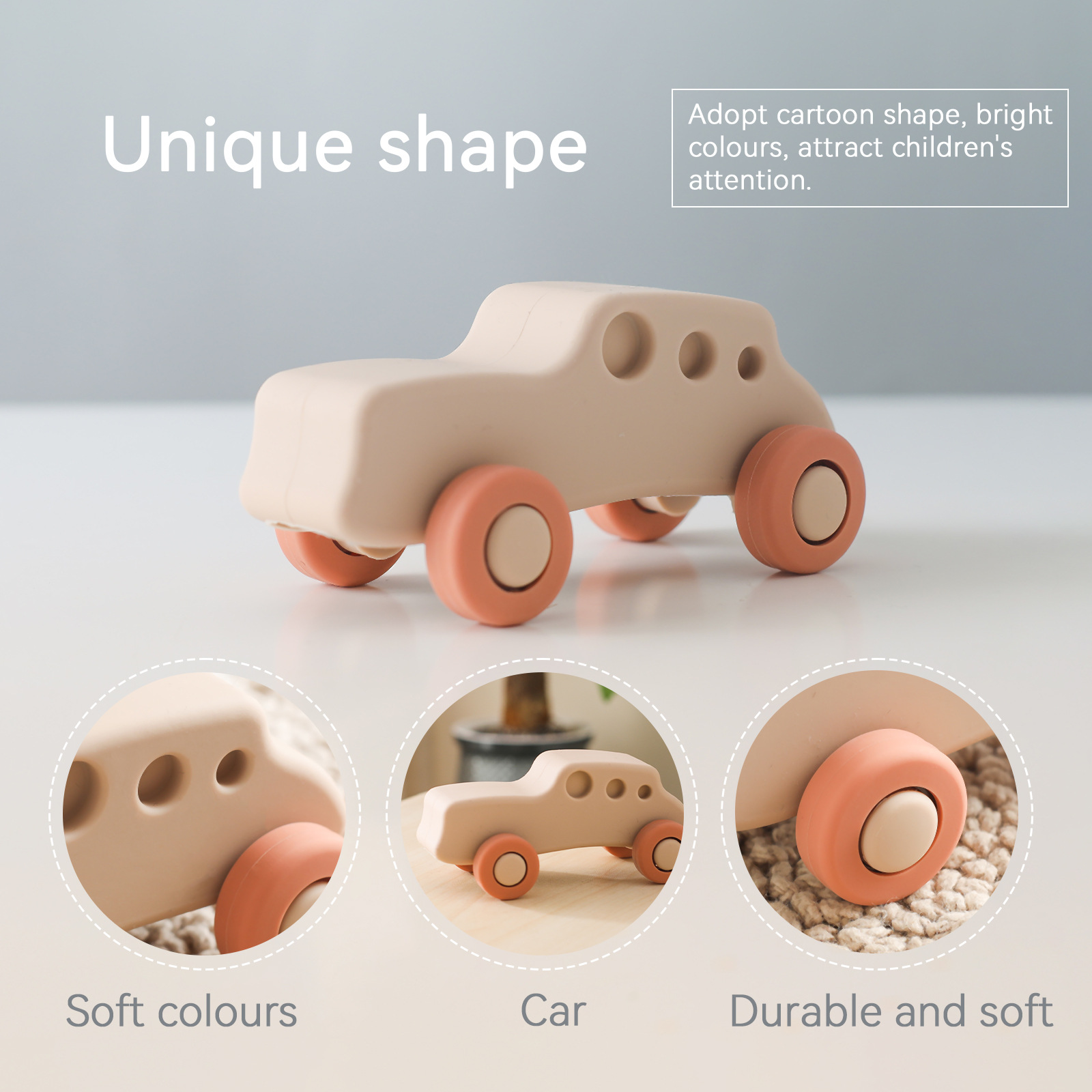 A new type of silicone toy car for infants and toddlers made of silicone material, featuring a gripping inertial hand-pushed car model pic 8