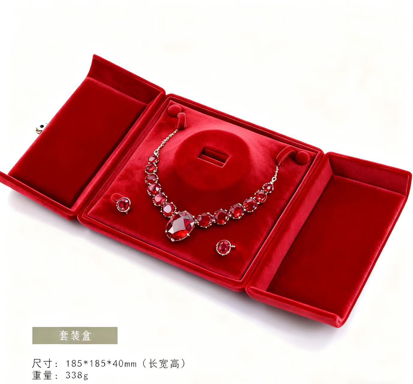 丝绒轻奢首饰盒大容量收纳珠宝盒双开珍珠项链礼品盒结婚礼物现货详情10