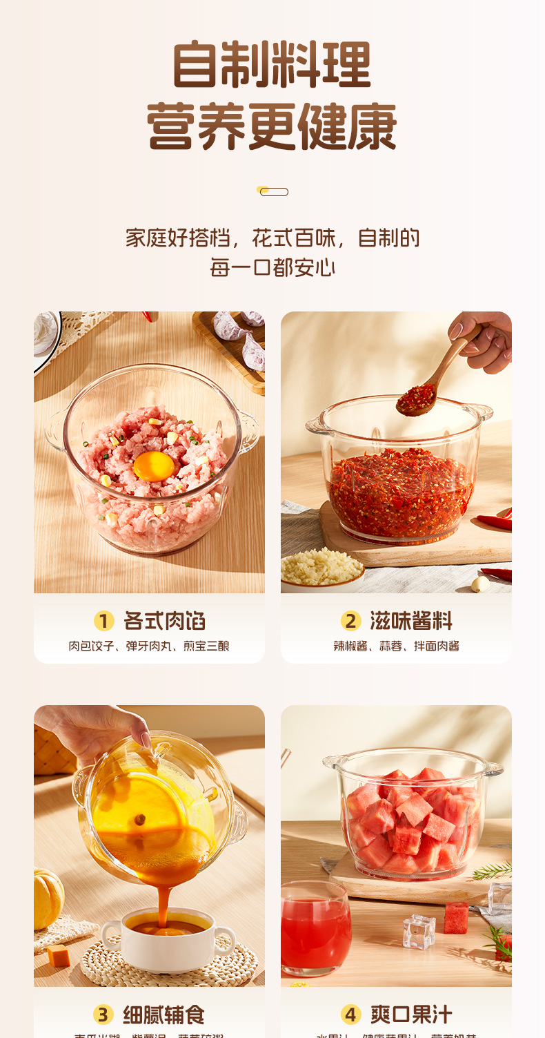 志高绞肉机家用全自动多功能电动小型绞蒜馅机搅拌料理机打碎肉器详情7