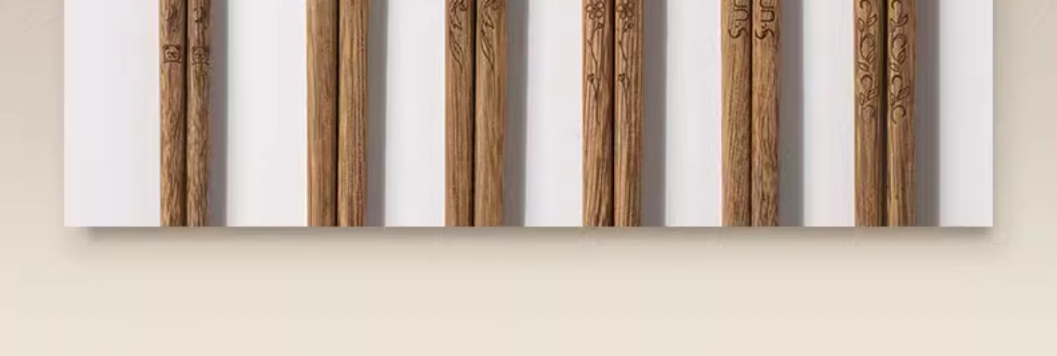 双枪鸡翅木套装筷子家用无漆无蜡实木餐具礼品木筷子10双LOGO木筷详情4