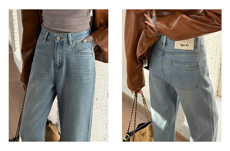 云长 天丝莱赛尔棉牛仔裤女2025秋季新款直筒裤子休闲长裤 K0007详情13