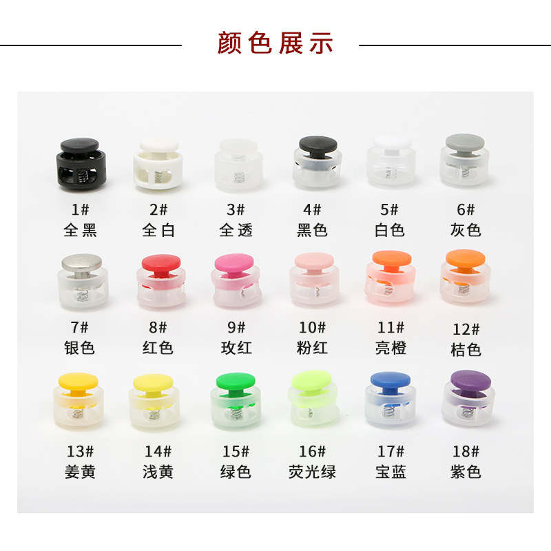 利百加弹簧扣塑料单孔调节纽扣吊钟帽双孔圆形穿绳扣子黑色猪鼻扣详情23