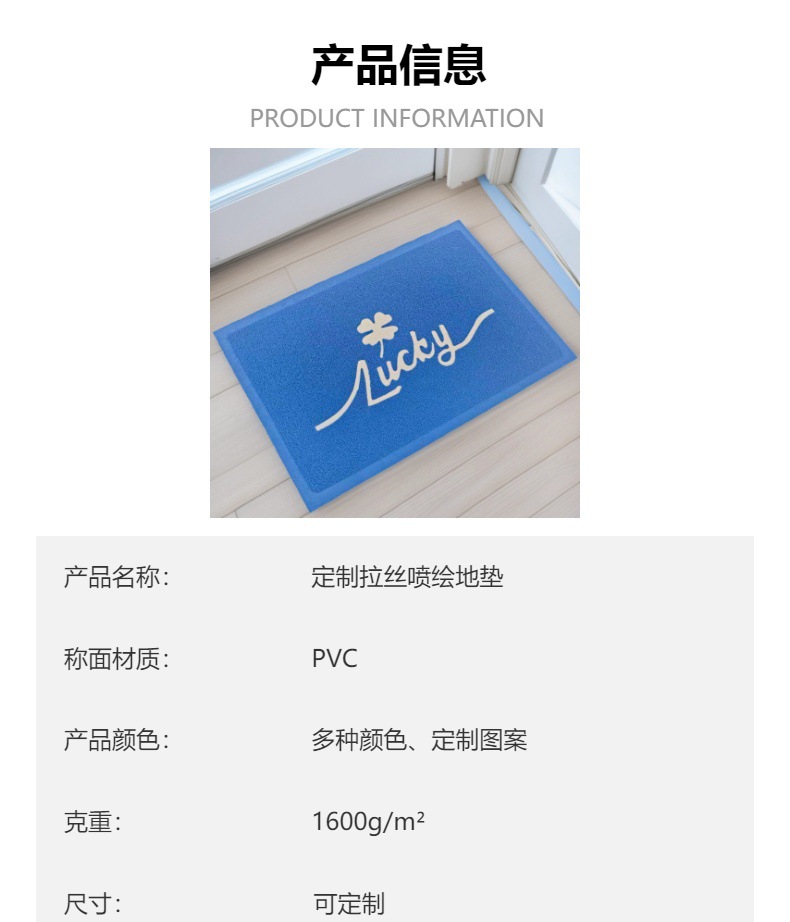 厂家直销lucky丝圈地垫耐脏防滑入户门垫蹭土地毯地垫脚垫现货详情1
