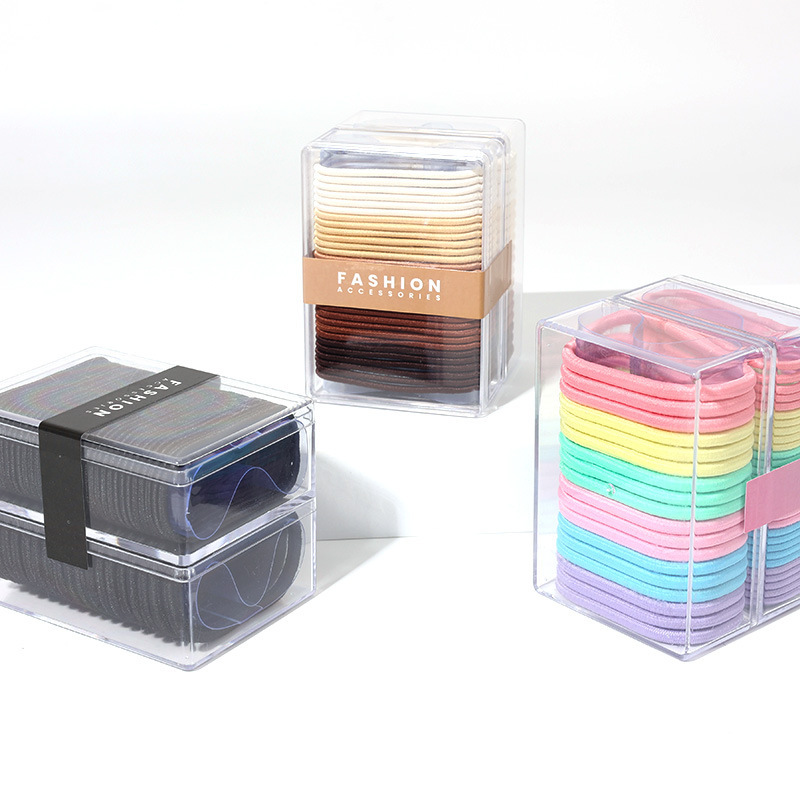 辉运渐变色发绳盒装高级感高弹力不伤发皮筋粗细混合组合装发圈详情3