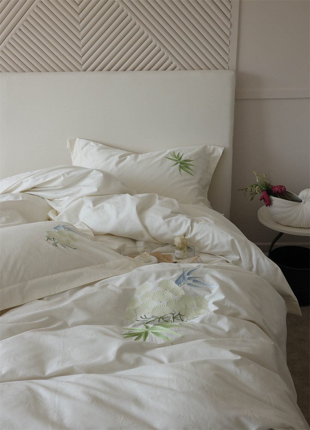 New Chinese style, 100-piece double-strand Australian cotton jacquard four-piece set, pure cotton embroidered quilt cover, model room bedding pic 6