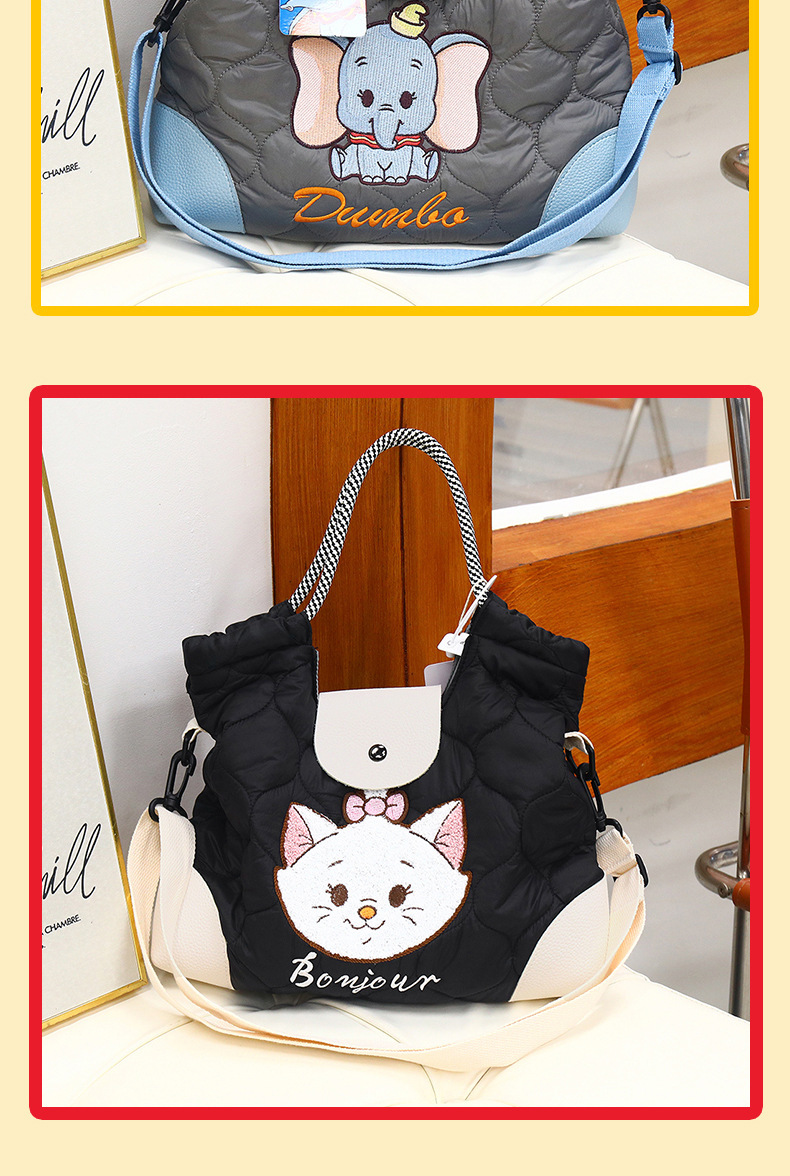 2025新款米奇刺绣绗缝包包女卡通时尚尼龙环保休闲手提旅行单肩包详情12