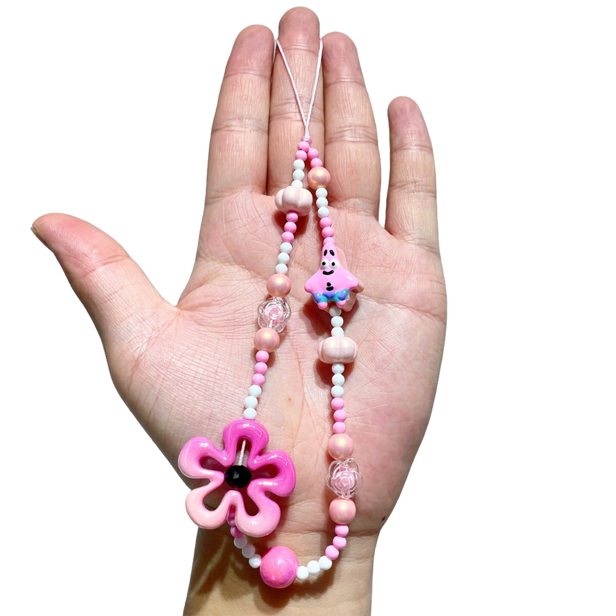 Gradient color-blocking cartoon beaded mobile phone chain, cute 3D doll hand-painted pendant, girlish Ins-style ccd pendant pic 8