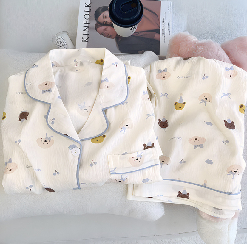 Spring new Cloud cotton Korean InS-style long-sleeved pajamas for girls, sweet and cartoonish, cute student home wear set pic 16