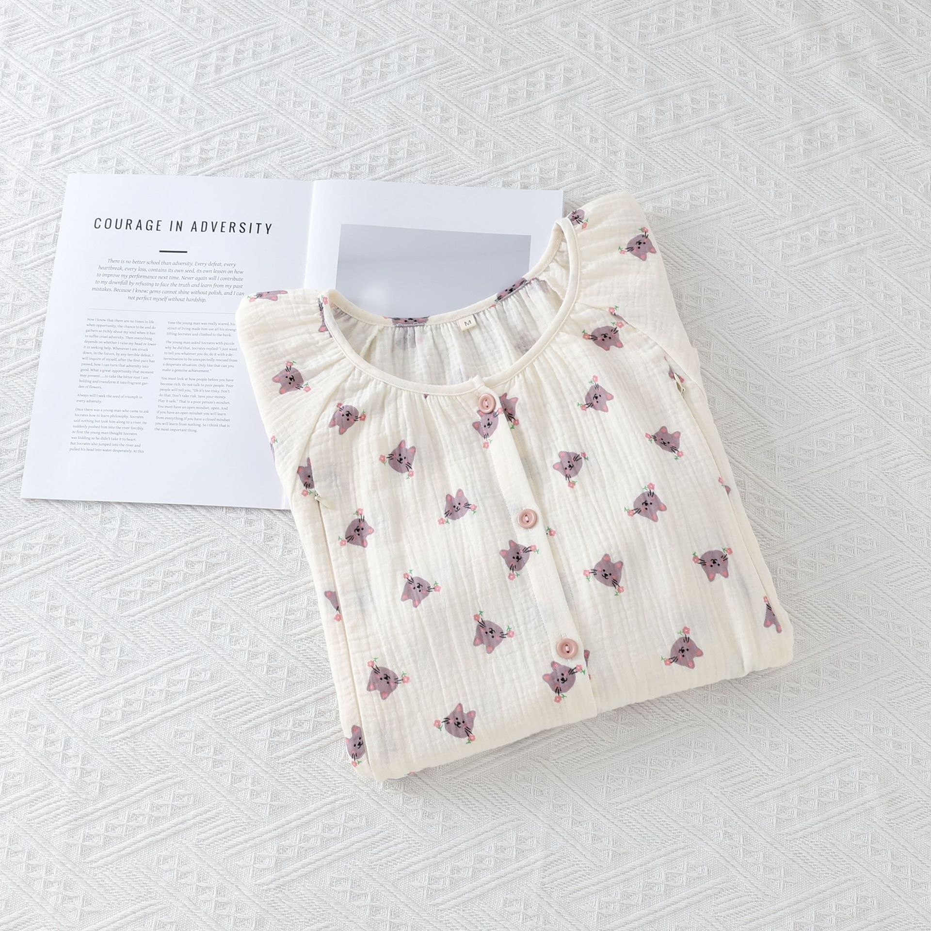 孕妇哺乳睡裙春夏季薄款长袖产后喂奶纯棉纱布月子服睡衣待产检裙详情2