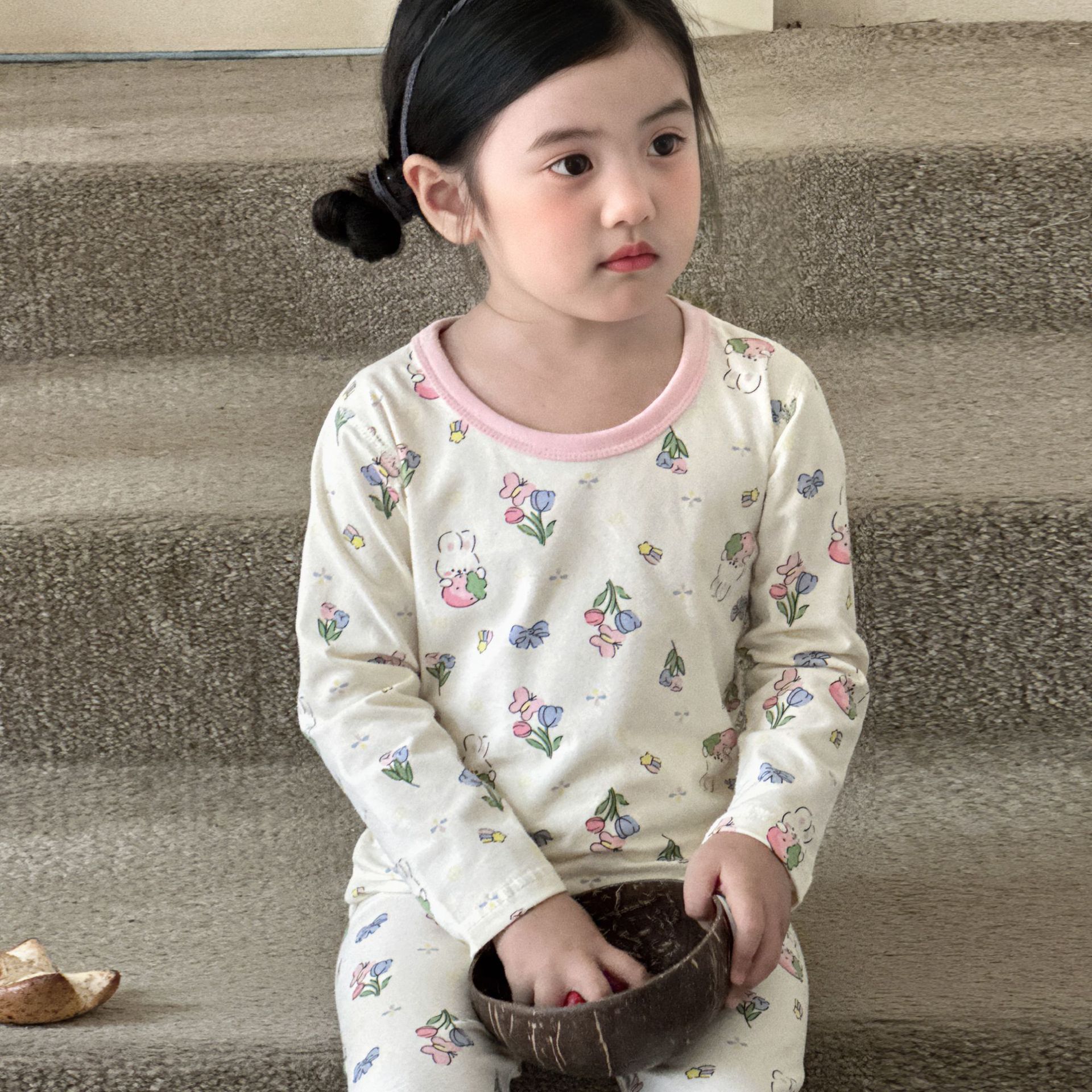 A类纯棉男女童宝宝秋季家居服内衣套装韩版无感印花睡衣秋衣秋裤详情9