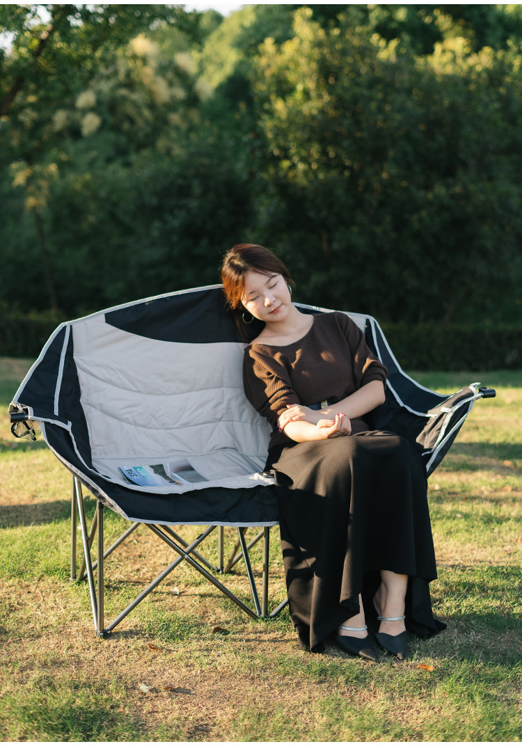 户外露营双人休闲折叠椅便携沙滩躺椅靠背多功能椅钓鱼加棉坐椅详情11