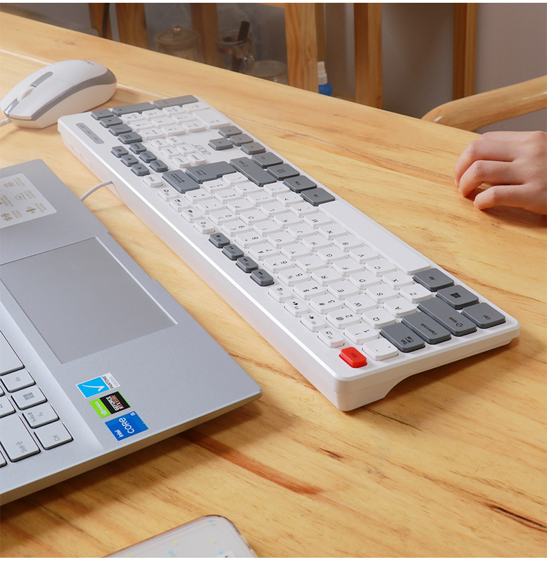 源头批发有线键盘机械手感静音办公电脑笔记本通用薄膜108键详情19