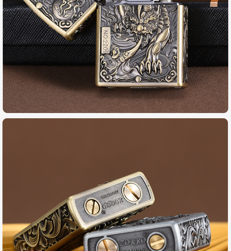 Zoro armor, PI Xiu, kerosene lighter, windproof, creative and personalized, 5-sided exquisitely carved three-dimensional, retro and nostalgic, a gift for your boyfriend pic 6
