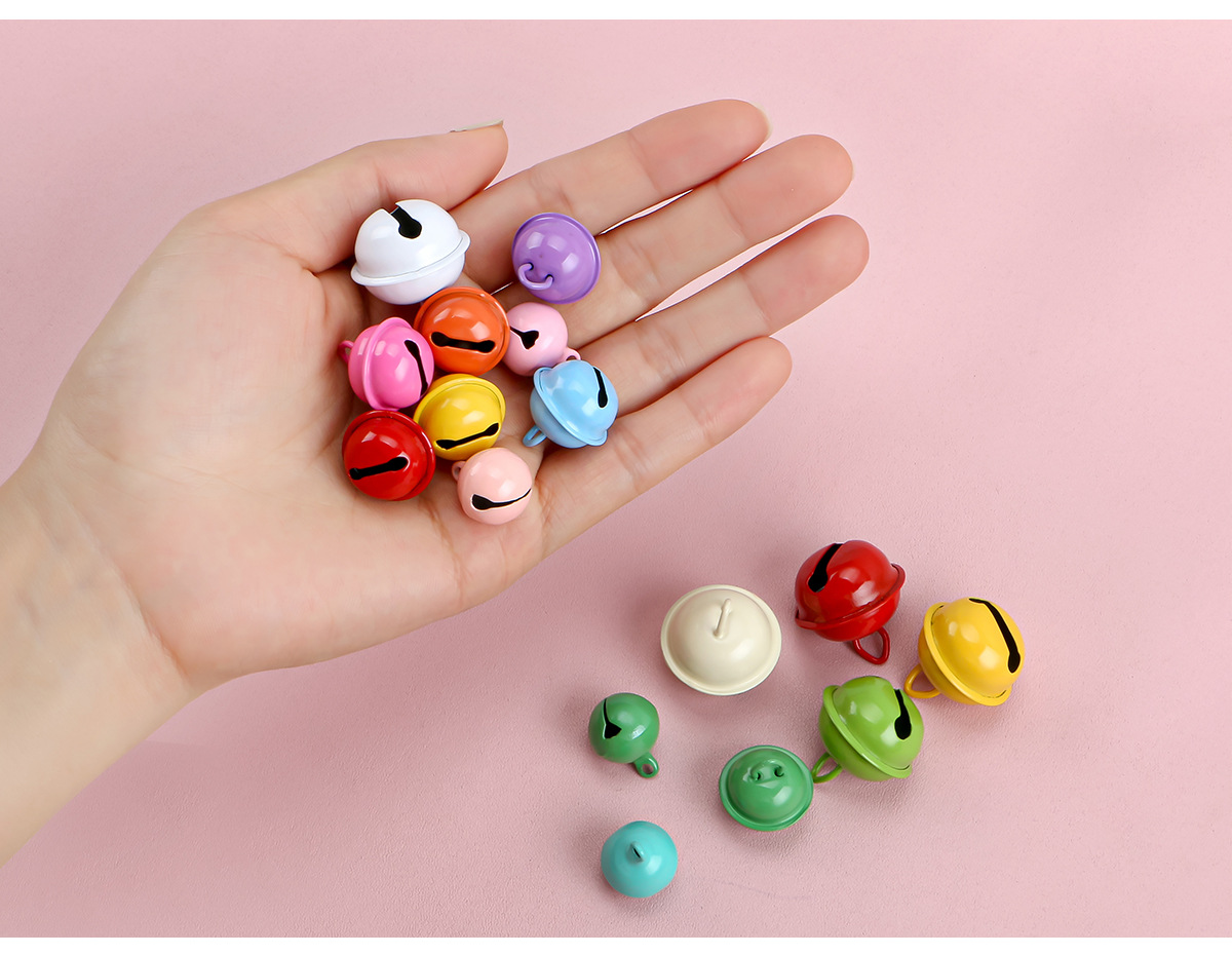 14-22mm single-character spray-painted colored bell pendant, small pendant, diy keychain accessory, pet small round bell pic 24